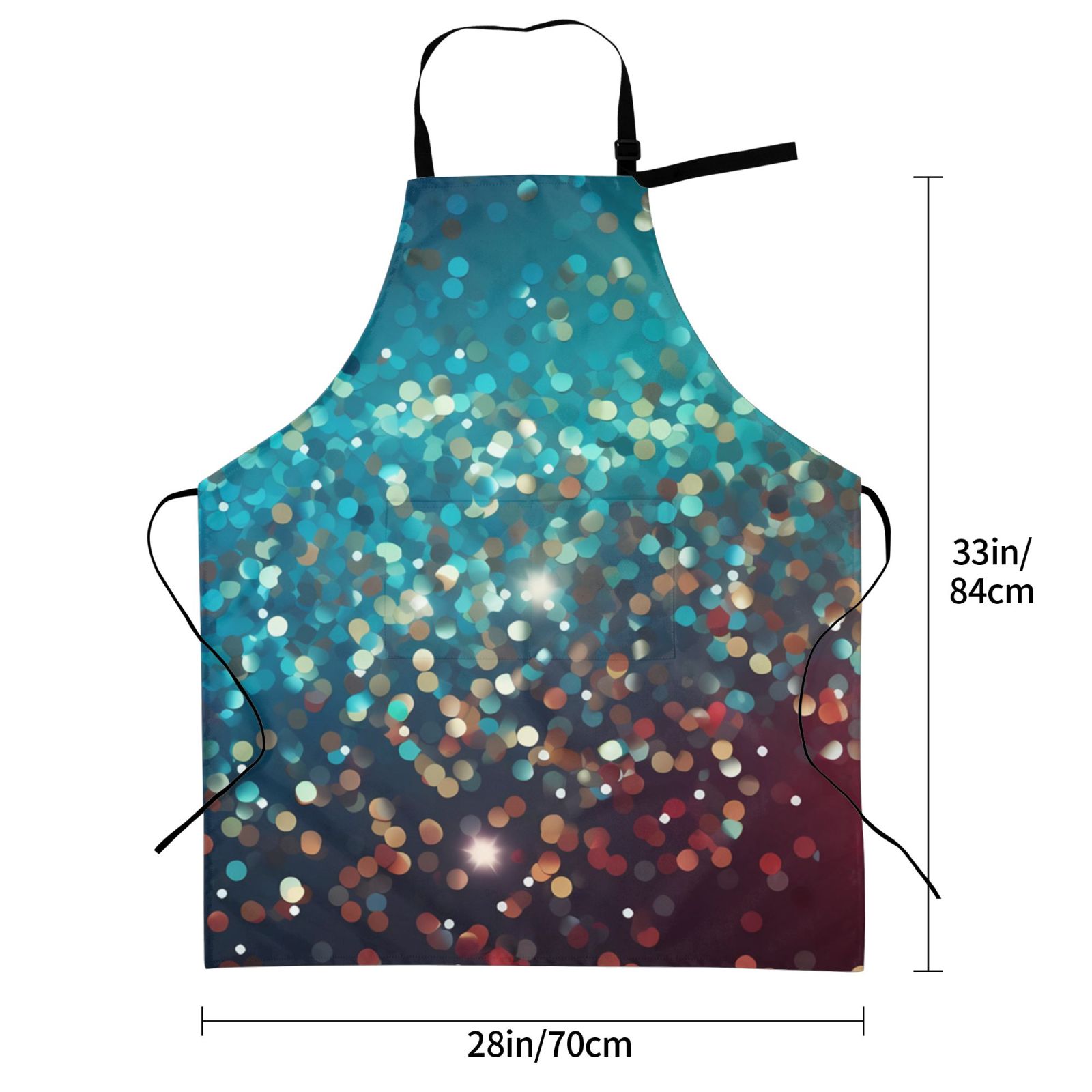 Kdxio Colorful Rainbow Glitter Apron with Pockets Adjustable Kitchen Aprons for Men Women Waterproof Aprons for Cooking,Drawing,Crafting, Baking Household Cleaning