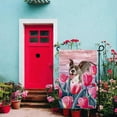 thumbnail image 2 of Goldendoodle Tulip Flowers Garden Flag Hello Spring Summer Floral Dog Decor Flag Banner for Yard Outdoor 12.5X18 Inch Double Side, 2 of 6