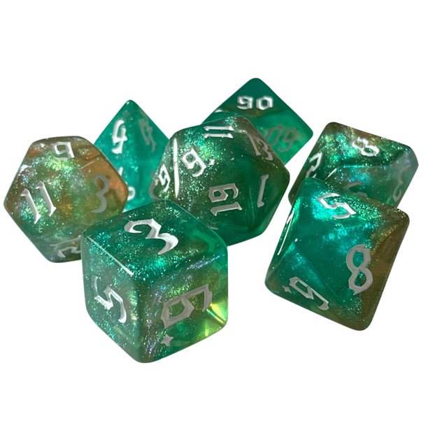 7 Uds. Dados DND Con Purpurina Dados RPG Únicos Entretenimiento Escritorio para Fiestas (estilo 3)