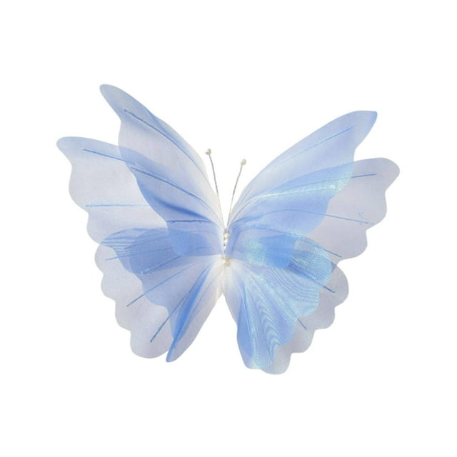 Decoraciones de mariposas de hilo artificial, mariposas colgantes 3D, decoración de pared, foto Azul