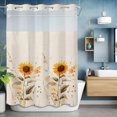 thumbnail image 6 of Watercolor Sunflower No Hooks Shower Curtain with Snap-in Liner Spring Flower Plant Shower Curtains for Bathroom, Waterproof, Easy Install, Washable 72"x84", 6 of 9