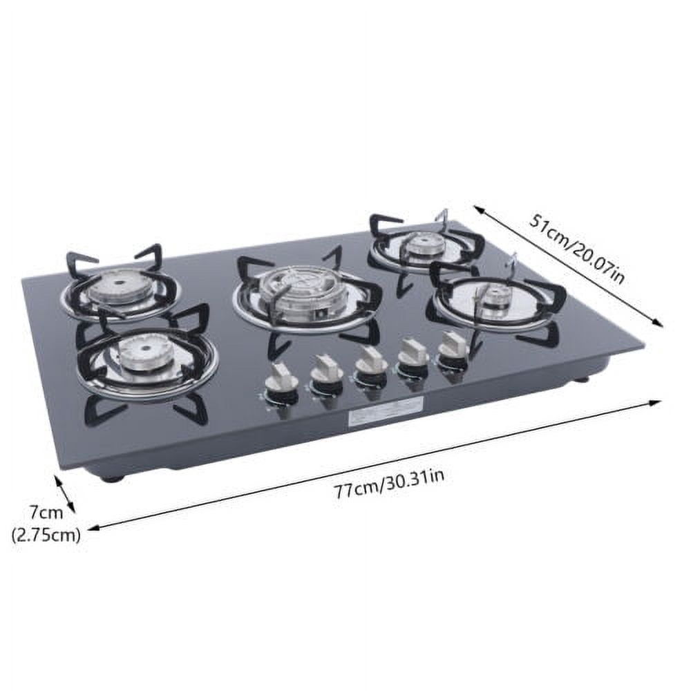 5 Burner Built-In Stove Top Gas Cooktop LPG/NG Gas Cooking Easy to Clean
