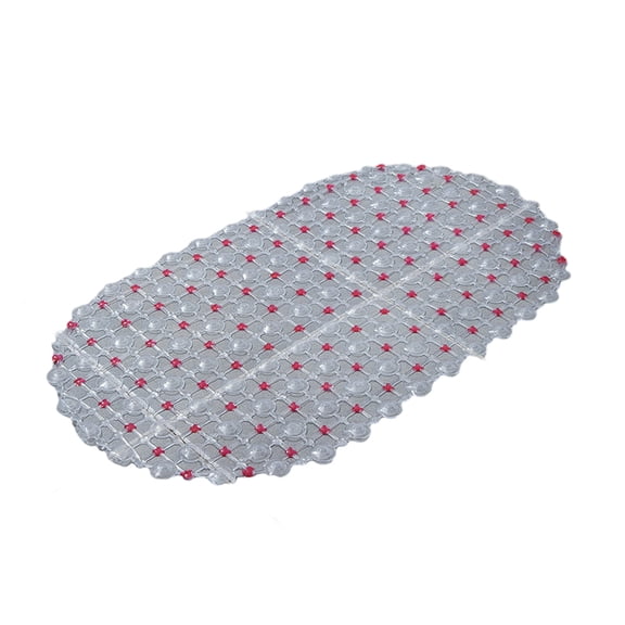 OIUR PVC Anti-slip Bath Mat Solid Color Home Kitchen Hotel Bathroom Shower Floor Mat with Suction Cup Soft Non-slip Bathtub Massage Pad Rug
