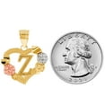 thumbnail image 2 of JackAni 14k Multi-Tone Gold Diamond Cut Floral Letter Initial Z Heart Pendant, 2 of 5