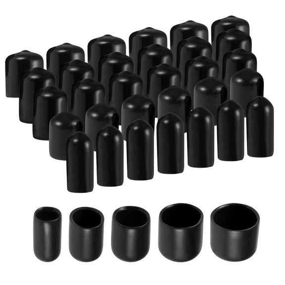 100pcs Round Rubber End Caps 1/4" 3/8" 1/2" 3/4" 7/8" Black Vinyl Cover Screw Thread Protectors