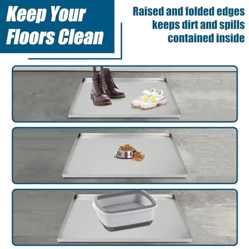 41.1"x26" Stainless Steel Tray Replacement Pan for Pet Cage Dog Crate Kennel, Flat Bottom Tray, Leakproof Line