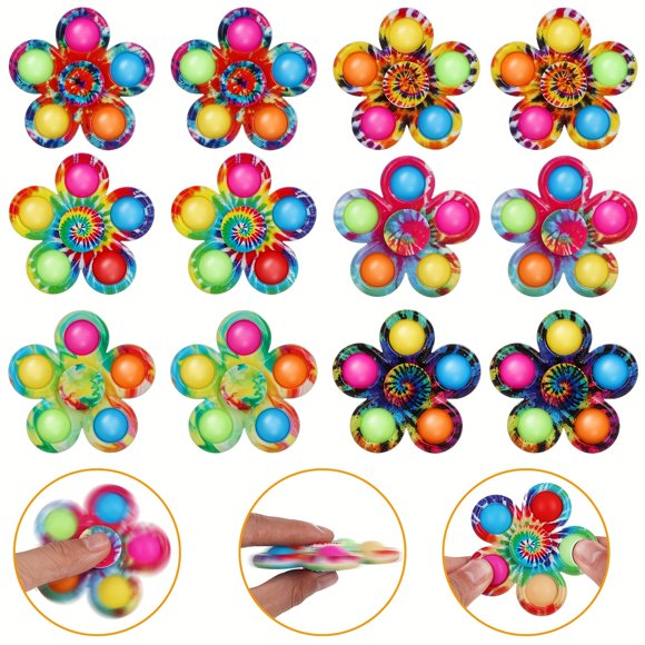 12pcs Simple Bubble Spinners, Party Favors, Classroom Prizes Gifts, Random Color