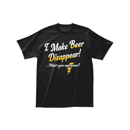 I Make Beer Disappear Super Power Short Sleeve T-Shirt with Crew Neckline - Funny Gift Idea