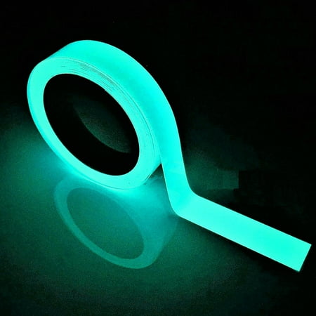

NEGJ Glow In The Dark Tape 9.8 FT Luminous Photoluminescent Luminescent Emergency Roll Safetys Egress Markers Stairs Walls Steps Exits Sign Glowing Pro Theatre Stage Floor