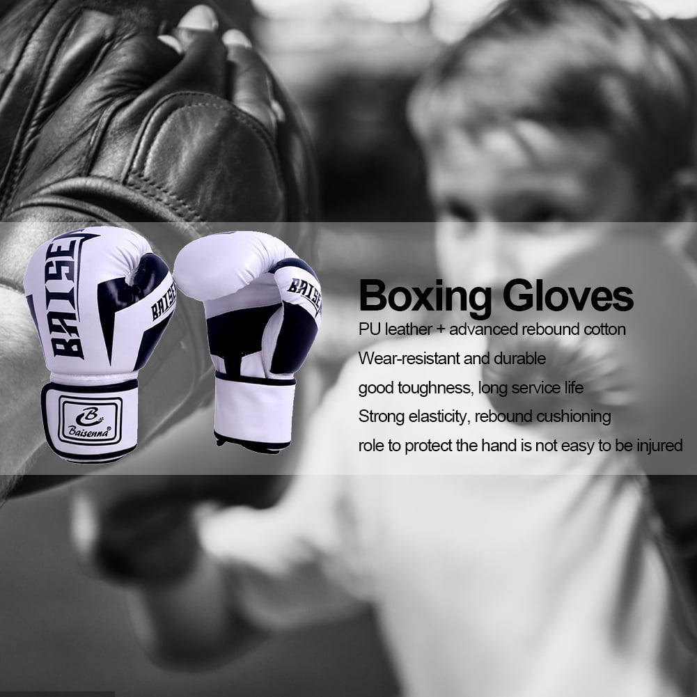 BLEEUS Pu Boxing Gloves Mitts Hand Protector For Sports Fitness Supplies (Children White)