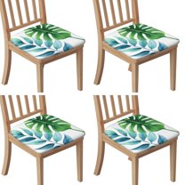 Tropical Palm Leaves in Hawaii Seat Covers for Dining Room Chairs Set Of 4,Stretch Printed Washable Chair Seat Cover with Elastic Ties and Button,Removable Waterproof Couch Cushion Covers