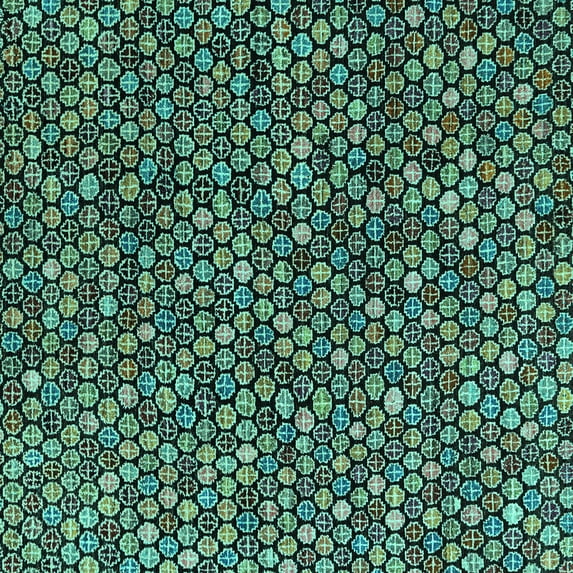 Ahgly Company Indoor Square Abstract Turquoise Blue Modern Area Rugs, 4' Square
