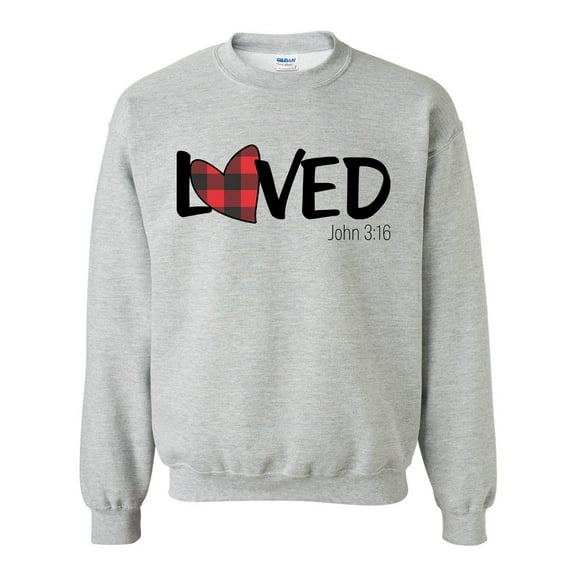 Unisex Christian Loved John 3:16 Crew Neck Sweatshirt-Sports Grey-large