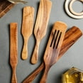 thumbnail image 4 of Cheer.US Wooden Spatula for Cooking, Kitchen Spatula, Natural Teak Wooden Utensils Including Wooden Paddle, Turner Spatula, Slotted Spatula and Wood Scraper, Nonstick Cookware, 4 of 7