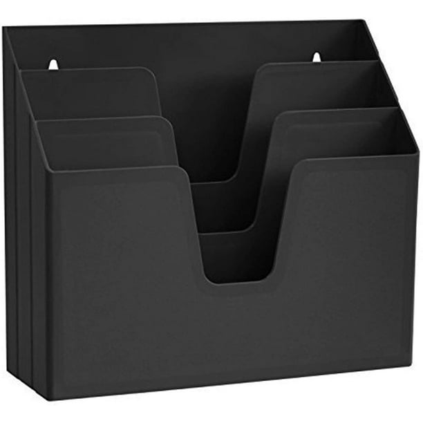 Acrimet Horizontal Triple File Folder Organizer (Black Color)