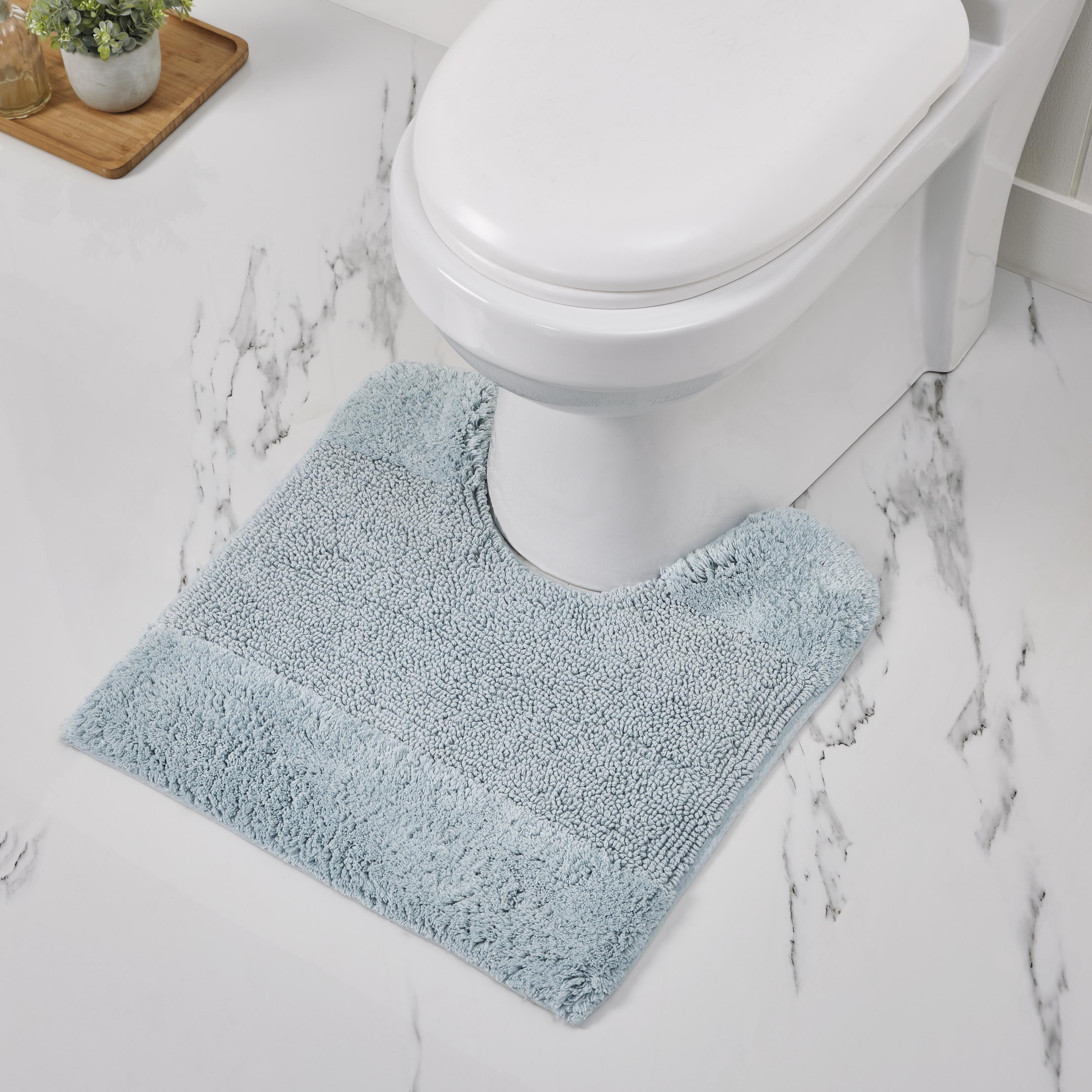 Better Trends 3 Piece Bathroom Rug Set, 100% Cotton, Extra Soft Tufted Bath Mat, Water Absorbent & Non Slip Bath Rug, (Blue) Granada Collection