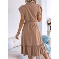 thumbnail image 6 of Women'S Summer Casual Dresses Cap Ruffle Sleeve Button Belted Midi Dress Khaki L, 6 of 9