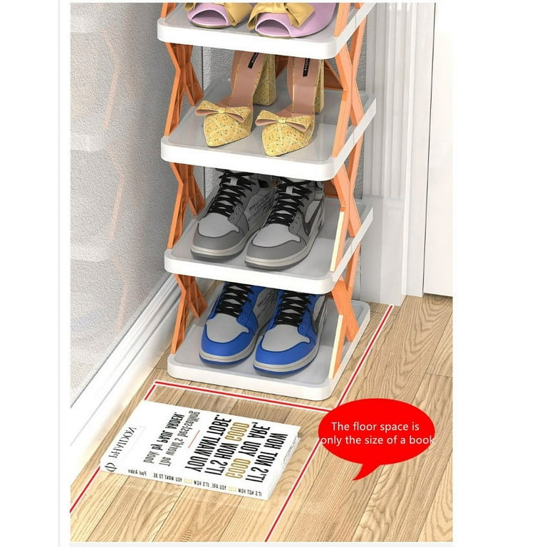 6 Tier Narrow Shoe Rack, Small Vertical Shoe Stand, Space Saving