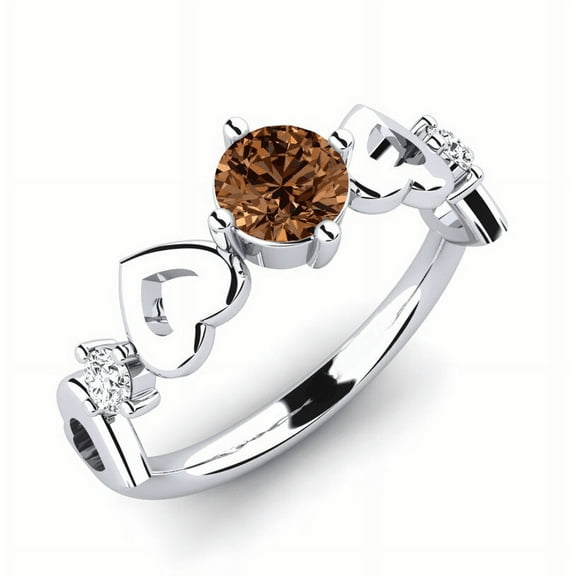 Natural Round Cut Smoky Brown Quartz Ring - Proposal Ring - Christmas Gift