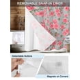 thumbnail image 3 of No Hook Cloth Fabric Shower Curtain with Snap in Liner, Red Floral Waterproof Shower Curtains Set with See Through Top Window, Farmhouse Garden Flowers Botanical Bath Curtains Shower 72"x78", 3 of 6