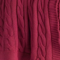 HomeRoots 518766 Red Knitted 100 Percent Cotton Throw Blanket