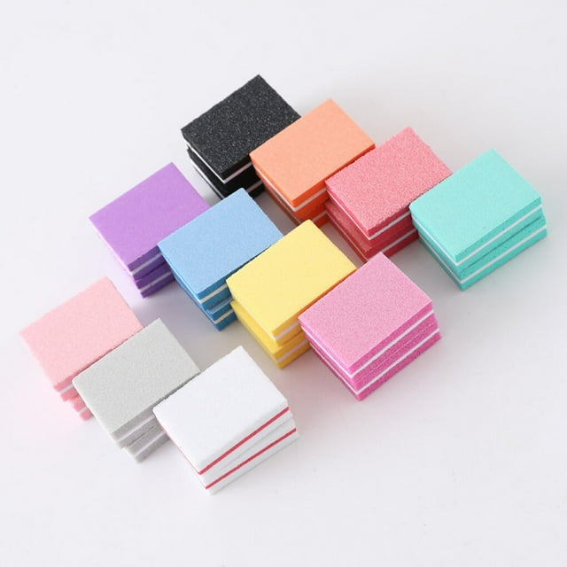 10Pcs Mini Sponge Nail File Double Side Nail Buffer Block Portable Polishing Manicure Tool