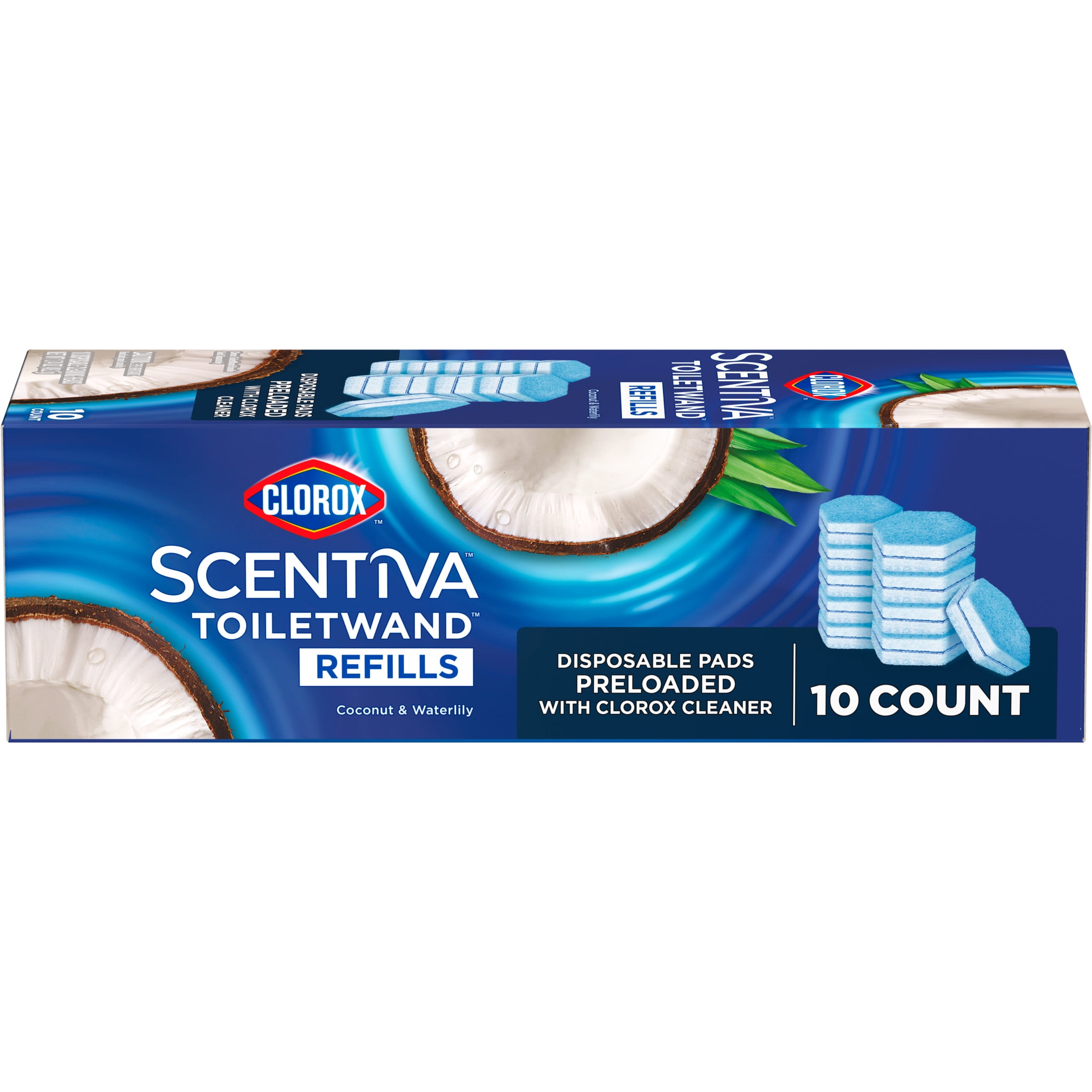 (6 pack) Clorox Scentiva ToiletWand Refills, Coconut and Waterlily, 10 Count