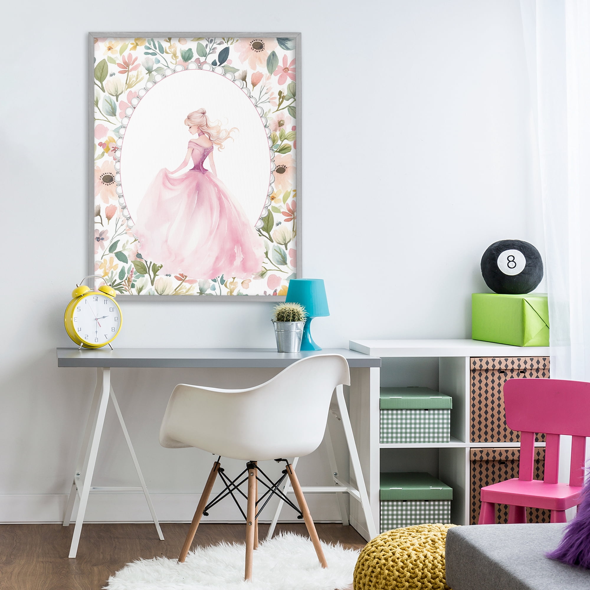 Stupell Industries Graceful Princess Love Gray Framed Giclee Art, design by Christine Simpson Art