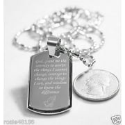 SAM'S TAGS SERENITY PRAYER CROSS STAINLESS STE 3D SMALLER SAUSAGE CHAIN DOG TAG NECKLACE