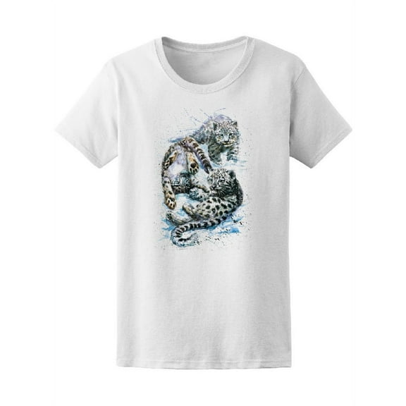 Watercolor Snow Leopard T-Shirt Women -Image by Shutterstock, Female Small