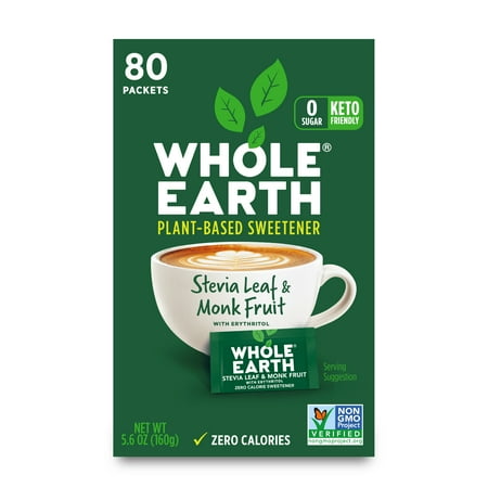 UPC 858982001399 product image for Whole Earth Stevia Leaf & Monk Fruit Plant-Based Sweetener  80 Count  5.6 oz | upcitemdb.com