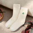 thumbnail image 5 of Women Christmas Fuzzy Embroidered Crew Socks, Soft Fluffy Warm Holiday Sleeping Socks, Cozy Thermal Indoor Socks, Festive Gift Socks for Ladies A, 5 of 5