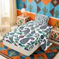 thumbnail image 3 of Erosebridal Girls Paisley Twin Sheet Sets, Green Vintage Flower Bedding, 3-Piece 1 Flat Sheet, 1 Fitted Sheet and 1 Pillowcase, 3 of 5