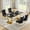 Gold Black Table & Gold Balck Chair, variant on 70" Glass Dining Table Set for 4, Tempered Glass Table with Double-G Stainless Steel Base, Velvet Chairs, Luxury Modern Dining Room Furniture