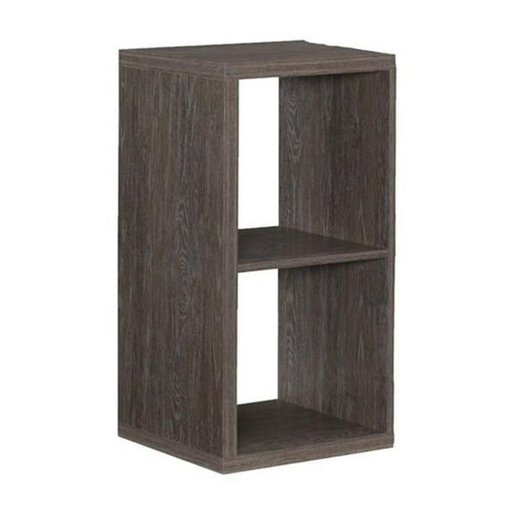 Riverbay Furniture Two Cubby Wood Storage Cabinet in Gray