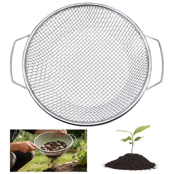 Soil Sifter for Gardening, TSV Rock Sifter for 5-gallon Bucket, Dirt Sifter Compost Sifter, 11.8'' Sifter with Handle for Gravel Sawdust Vermicompost