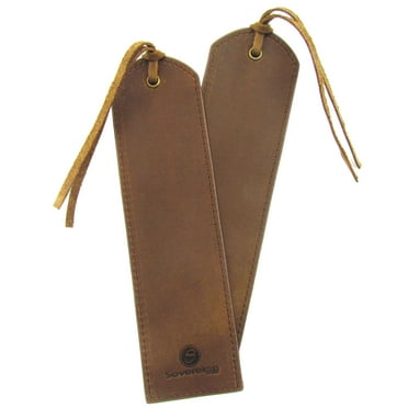 Leather Bookmarks for Men and Women | Quality Brown Mens Bookmark | 2 Smooth Handmade Leather Book Markers for Men Women Book Lovers Readers (7x2") Leather Gift | Sovereign-Gear