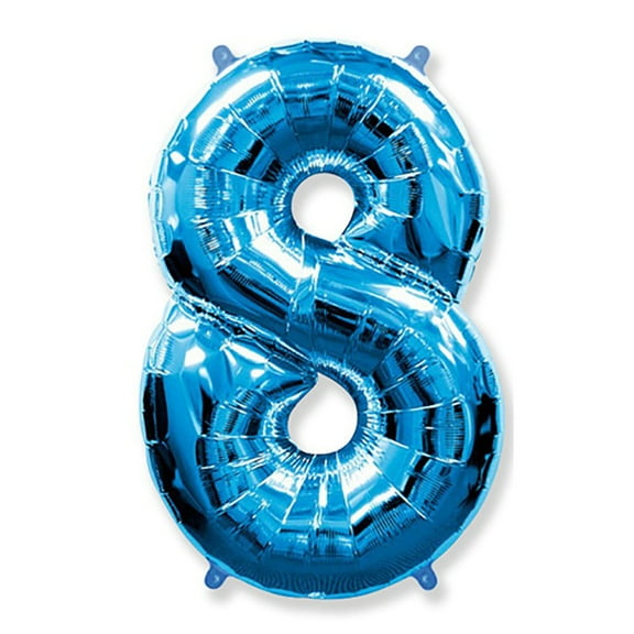 42 inch Number 8 - Blue Foil Mylar Balloon - Party Supplies Decorations