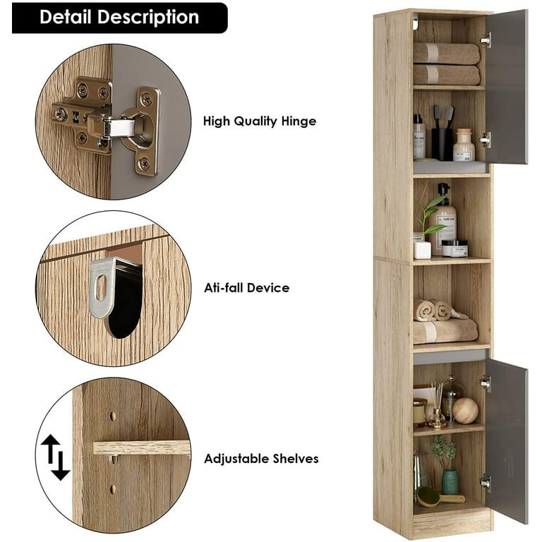 Dropship Tall Cabinet, Wooden Slim Floor Cabinet With Shelves