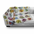 thumbnail image 3 of Zoo Soft Flannel Fleece Throw Blanket, Funny Cartoon Style Animals Set Colorful Dots Doodle Jungle Life Kids Room Design, Cozy Plush for Indoor and Outdoor Use, 60" x 80", Multicolor, by Ambesonne, 3 of 6