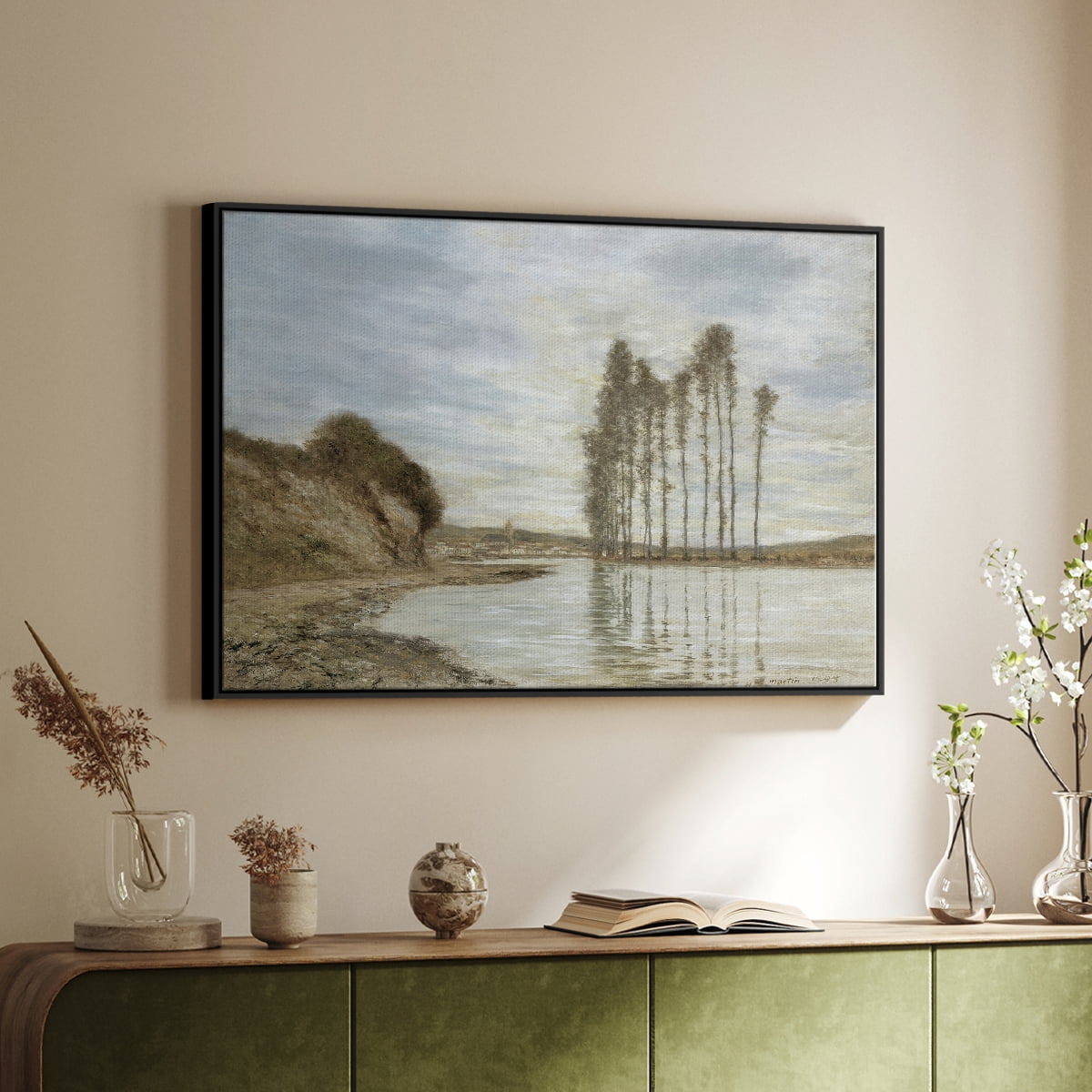 Vintage Landscape-CCCXLV By Wexford Home Framed in Black Wood Gallery Wrapped Canvas 25 in. x 37 in.