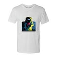 thumbnail image 2 of Wild Bobby, Colorful Cosmic Neon Astronaut Lunar Spaceman Moon Galaxy, Fashion, Men Premium Tri Blend Tee, Heather White, Medium, 2 of 4