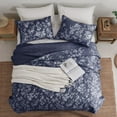 thumbnail image 5 of Wonderful Sophia Lightweight Floral Quilt Set 21051 Navy - Queen, 5 of 5