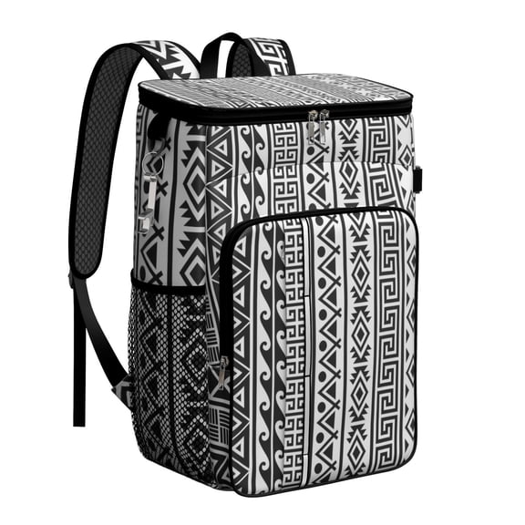 Symmetrical Rustic Style Insulated Cooler Backpack - 20L Soft Cooler Bag, Nordic Design for Picnic