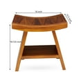 thumbnail image 2 of TeakCraft Teak Shower Stool with Shelf  Water Resistant, Non-Slip Premium Indonesian Teak Wood Bath Seat Bench for Shower  Fully Assembled Wood Spa Bath Organizer Seat with Leveling Feet, The Randi, 2 of 5