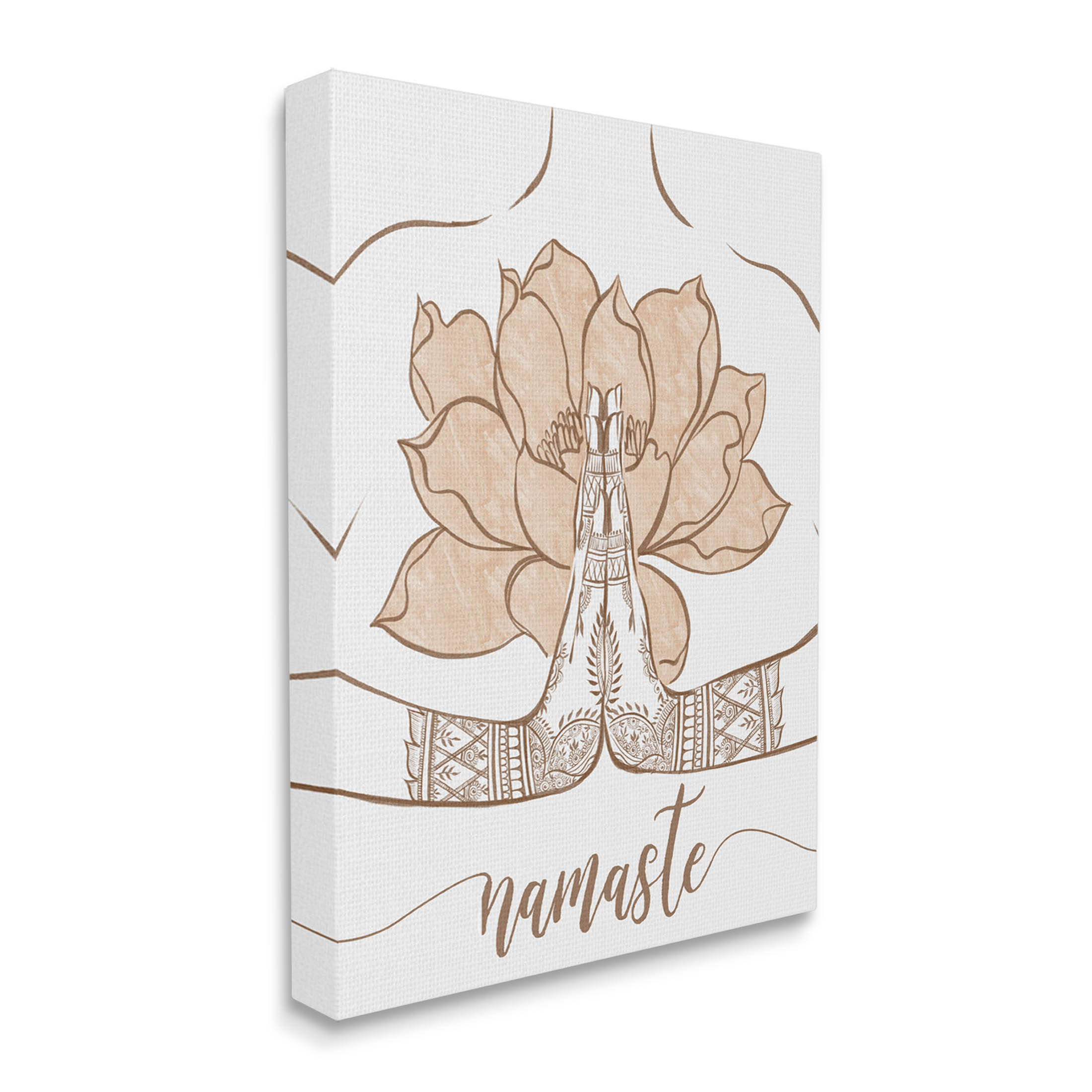 Namaste Henna Pattern Lotus Religious Graphic Art Gallery Wrapped Canvas Print Wall Art