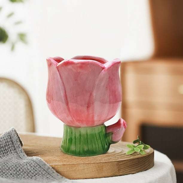 Vaso de agua con degradado irregular y flores pintadas a mano, portavelas, taza de cerámica, joyero de interior