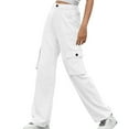 thumbnail image 5 of RYRJJ Women's High Waisted Cargo Pants Travel Y2K Baggy Hiking Pants Wide Leg Military Trousers with Multi Pockets Drawstring Ankle Cuffs(White;M), 5 of 9