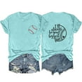 thumbnail image 1 of Camisetas de Manga Corta para las Mujeres Carta Impresa Doble Cara Suelta Tee, Casual Vintage Verano Top Mujeres, 1 of 3