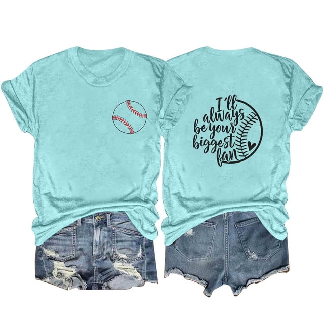 Camisetas de Manga Corta para las Mujeres Carta Impresa Doble Cara Suelta Tee, Casual Vintage Verano Top Mujeres